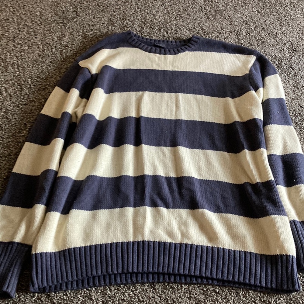 Blue and white john galt sweater. Size small.